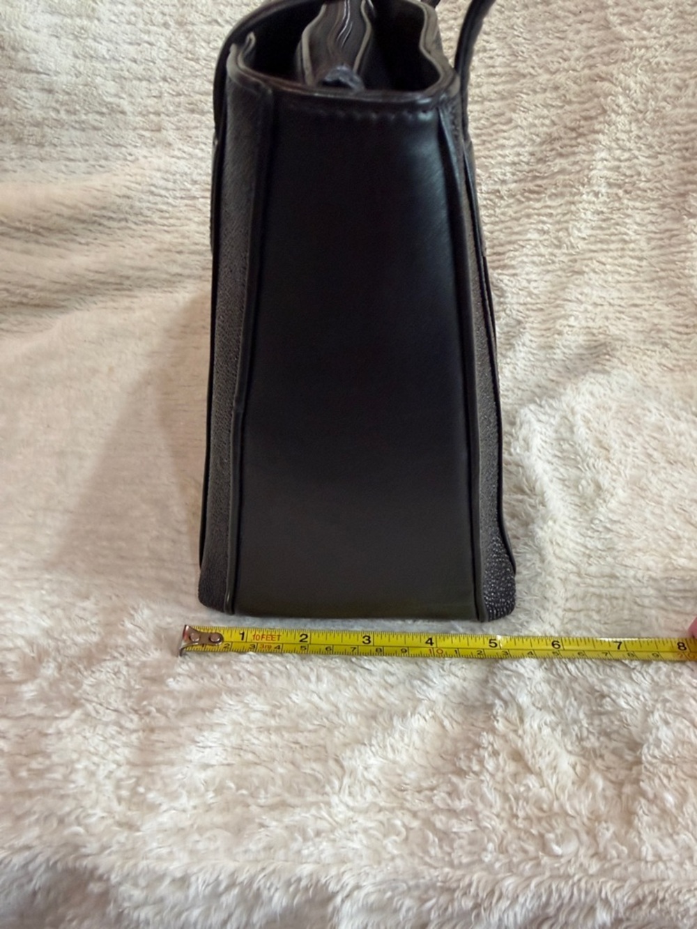 Black Stingray Leather Tote with Matching Wallet - Picture 14 of 14